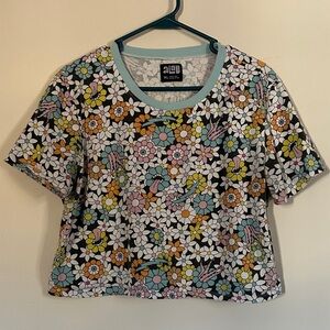 Psychedelic Multicolor Floral Crop Top